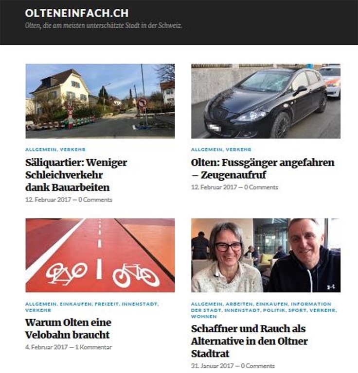 Christian Ginsig will mit dem Bürgerblog olteneinfach.ch eine digitale Drehscheibe für Oltnerinnen und Oltner erschaffen. (Bild: Screenshot olteneinfach.ch)
