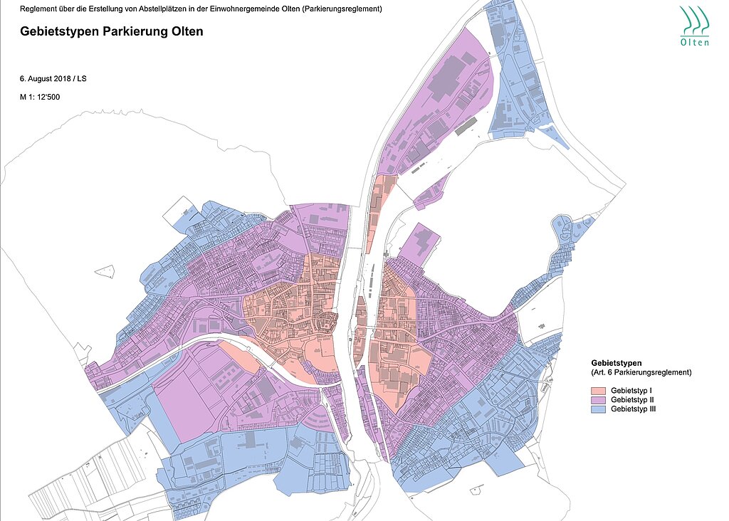 Aufgrund der Anbindung an den öffentlichen Verkehr wurde die Stadt in drei Gebietstypen unterteilt. (Bild: ZVG/Stadt Olten)
