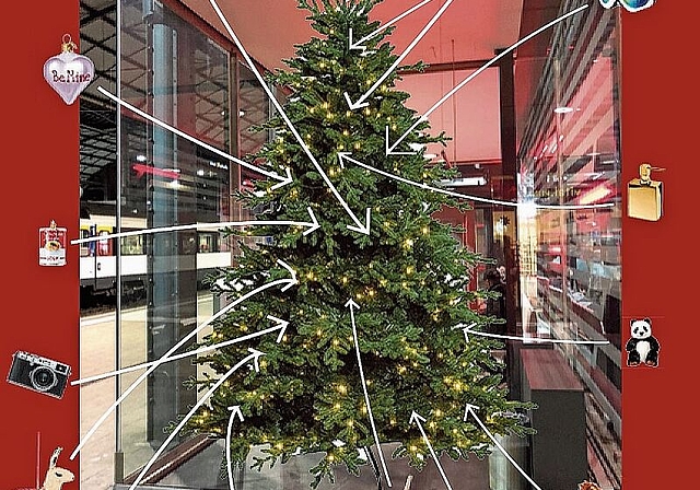 Das Kunstmuseum Olten stellt am Oltner Bahnhof einen Christbaum auf, der von der Bevölkerung geschmückt werden soll. (Bild: ZVG)