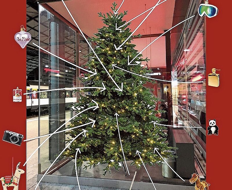 Das Kunstmuseum Olten stellt am Oltner Bahnhof einen Christbaum auf, der von der Bevölkerung geschmückt werden soll. (Bild: ZVG)
