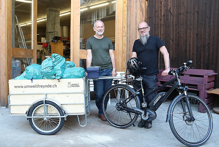 Reno Sami, Co-Geschäftsleiter, und Christoph Hess, Abteilungsleiter der Suchthilfe Ost sind zufrieden mit dem Start der «Umweltfreunde». (Bild: mim)
Reno Sami, Co-Geschäftsleiter, und Christoph Hess, Abteilungsleiter der Suchthilfe Ost sind zufrieden mit dem Start der «Umweltfreunde». (Bild: mim)