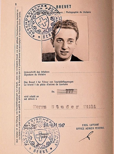 Das vom Eidgenössischen Luftamt ausgestellte Flug-Brevet von Willy Studer. (Bilder: ZVG)
