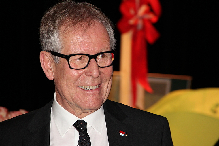 Ernst Zingg an der Kantonsratspräsidenten-Feier im Dezember im Stadttheater Olten. (Bild: mim)