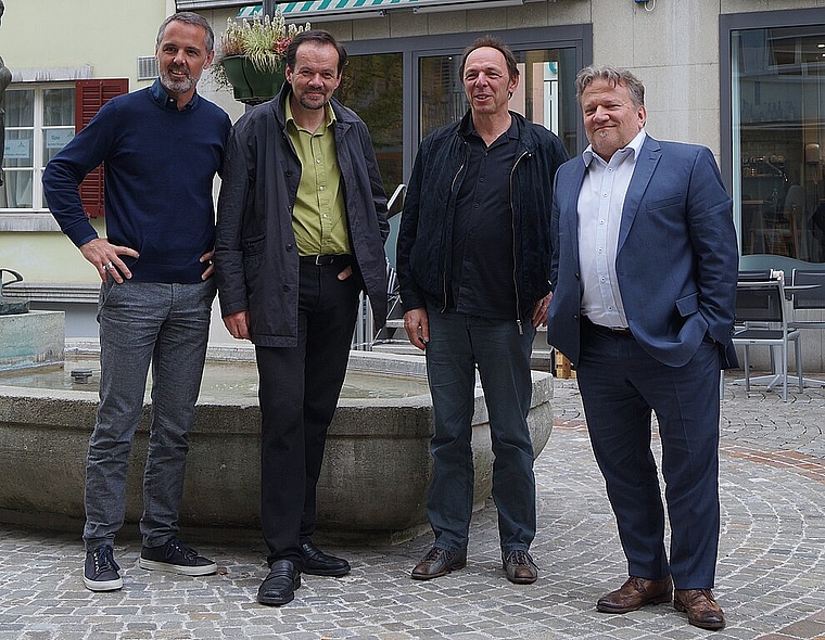 Veranstalten als «Gruppe im Graben» Konzerte am Oberen Graben (v.l.): Andreas Stettler, Klaus Kaiser, Martin Schaffner und Wolfgang Niklaus. Es fehlt Nicole Trotter. (Bild: Franz Beidler)