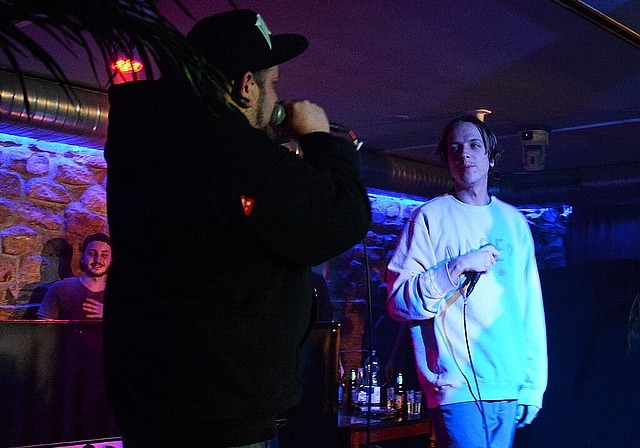 Die MC’s Pyro (l.) und Saimon Disko stellten in der Paraiba ihr Können unter Beweis. (Bild: vwe)