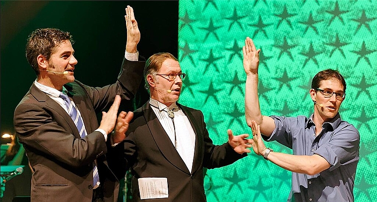 Am Freitag, 17. März findet die letzte Nachtfieber-Ausgabe mit den bekannten Gesichtern (l.) Rhaban Straumann, Rolf Strub und Matthias Kunz statt. (Bild: ZVG)