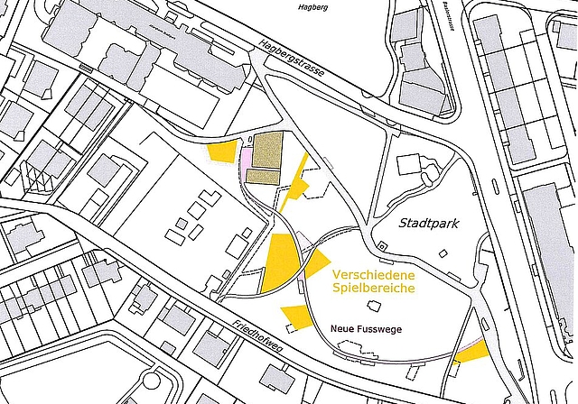 Im Stadtpark sollen im Frühling Spiellandschaften für verschiedene Altersgruppen entstehen. (Bild: ZVG)