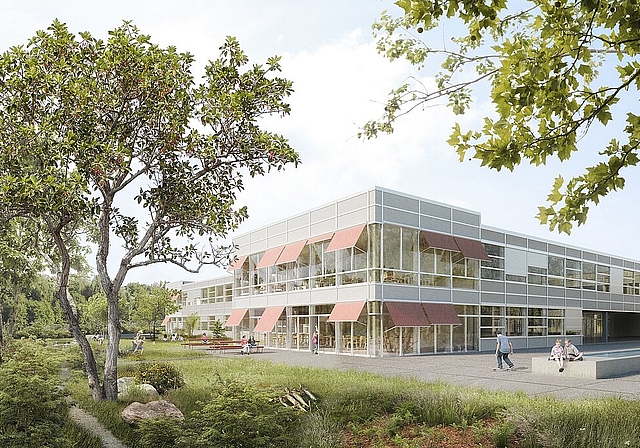 Die Jury spricht beim Projekt «windmolen» von neff neumann architekten ag in Zürich von einem überzeugenden und in sich stimmigen Projekt und empfiehlt es zur Weiterbearbeitung. (Bild: Visualisierung/ZVG)
