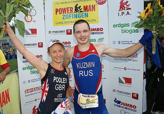 Das Sieger-Duo Emma Pooley (l.) und Maxim Kuzim. (Bild: ZVG)