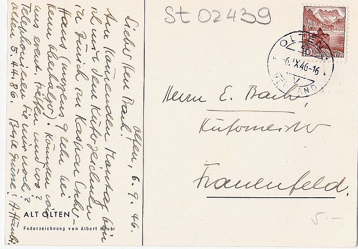 Der Oltner Gewerbeschullehrer für Zeichnen, Albert Häubi, lud den Frauenfelder Küfermeister und Fachlehrer Eugen Bach zu einer Sitzung ein.
