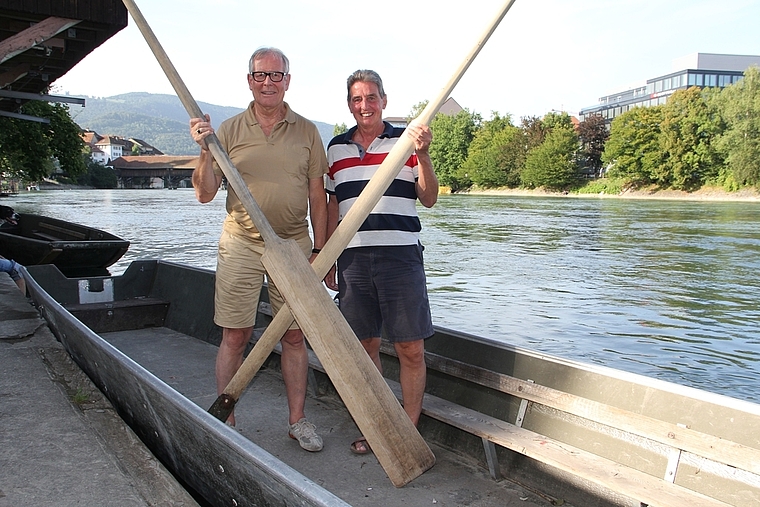 OK-Präsident Ernst Zingg (l.) und Kurt Brugger, Pontonier und Wettkampfparcours-Verantwortlicher, sind für das 130-Jahr-Jubiläumsfest vom 25. bis 27. August mit Jungpontonier Schweizermeisterschaft auf Kurs. (Bild: mim)