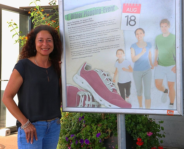 Es ist Ehrensache für Nicole Schumacher, Leiterin Administration des Werkhofes, dass sie am 1. Oltner Plogging-Event vom kommenden Samstag selbst mitrennen wird: «Ich freue mich auf zahlreiche Mitlaufende.» (Bild: mim)
Es ist Ehrensache für Nicole Schumacher, Leiterin Administration des Werkhofes, dass sie am 1. Oltner Plogging-Event vom kommenden Samstag selbst mitrennen wird: «Ich freue mich auf zahlreiche Mitlaufende.» (Bild: mim)