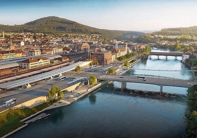 2030 soll der Bahnhofplatz Olten in neuem Glanz erstrahlen. (Visualisierungen: ZVG)
