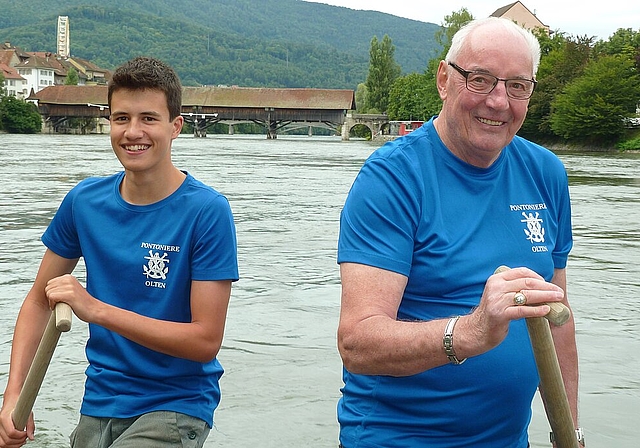 Eine Seltenheit im Sport: Sowohl der 17-Jährige Timon Hügli (l.) als auch der 70-Jährige Martin Brugger nehmen am Oltner Wettkampf teil. (Bild: ZVG)