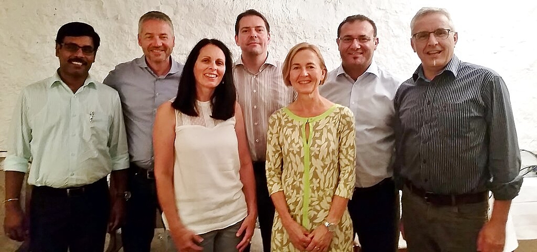 Die Kandidierenden der SP Olten für die Kantonsratswahlen 2017: (v.l.) Sri Rasamanickam, Thomas Marbet, Luzia Stocker, Dieter Ulrich, Susanne Schaffner, Yabgu R. Balkaç und Markus Ammann. Auf dem Bild fehlt Gökhan Karabas. (Bild: ZVG)
