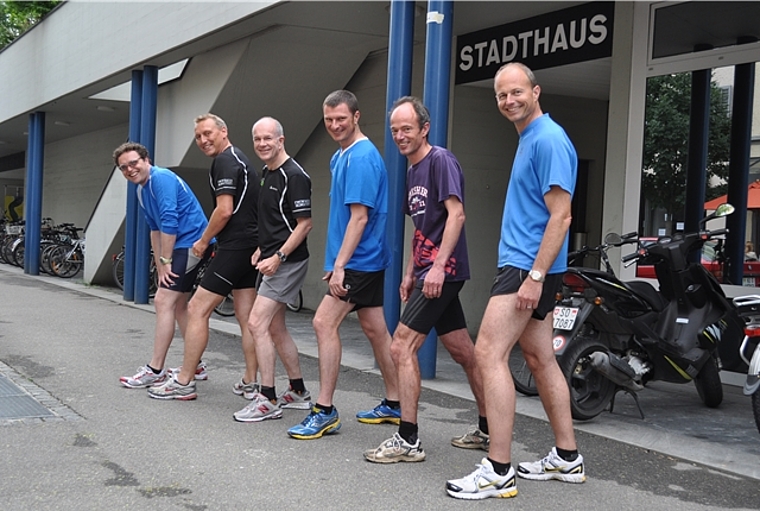 In den Startlöchern: Stefan Hagmann (v.l.), Markus Sieber, Markus Pfefferli, Thomas Wick, Samuel Köhli und Alfred Küng. (es fehlt auf dem Foto: Beat Erne). mim)
