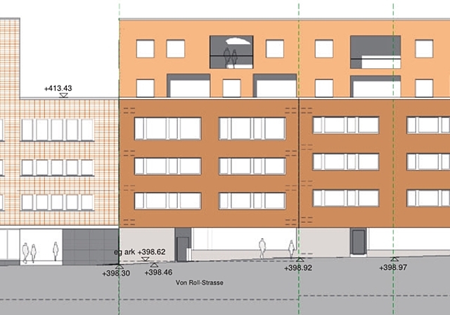 Richtprojekt: Westfassade (links mit bestehendem Arkadis-Gebäude). (Bild: ZVG)