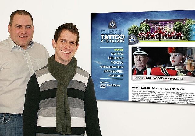 André Hess (links) und André Richner haben einen «grossen Fisch an Land gezogen»: Das «Zurich Tattoo». ZVG)
