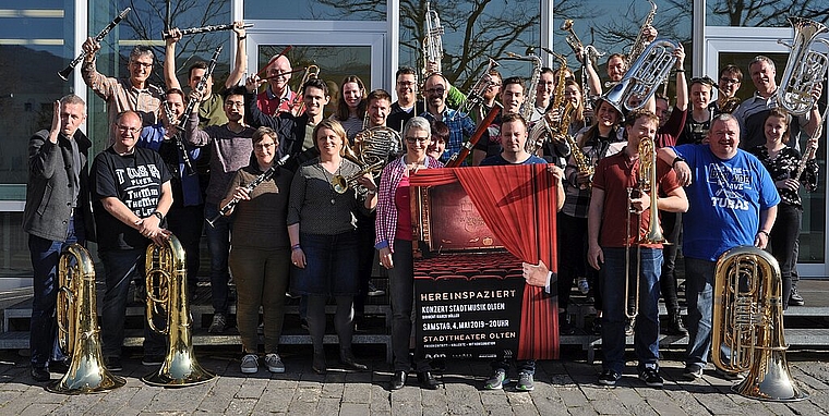 Die Stadtmusik Olten freut sich, wenn am 4. Mai im Stadttheater Olten zahlreiches Publikum in den Konzertsaal «hereinspaziert». (Bild: Patrick Weibel-Adam)