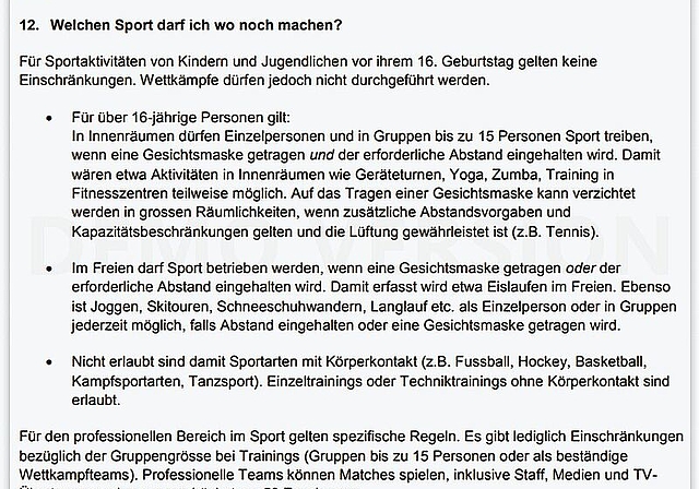 Welchen Sport darf ich wo noch machen. (Bild: ZVG)