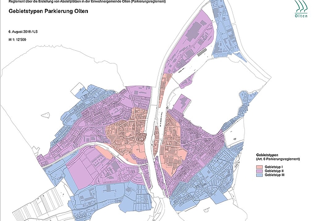 Aufgrund der Anbindung an den öffentlichen Verkehr wurde die Stadt in drei Gebietstypen unterteilt. (Bild: ZVG/Stadt Olten)
