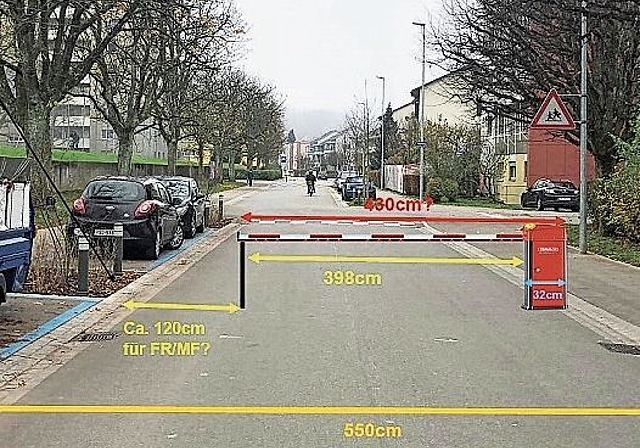 Die vorgesehene Schranke Gartenstrasse auf Höhe Vögeligarten. (Bild: ZVG)