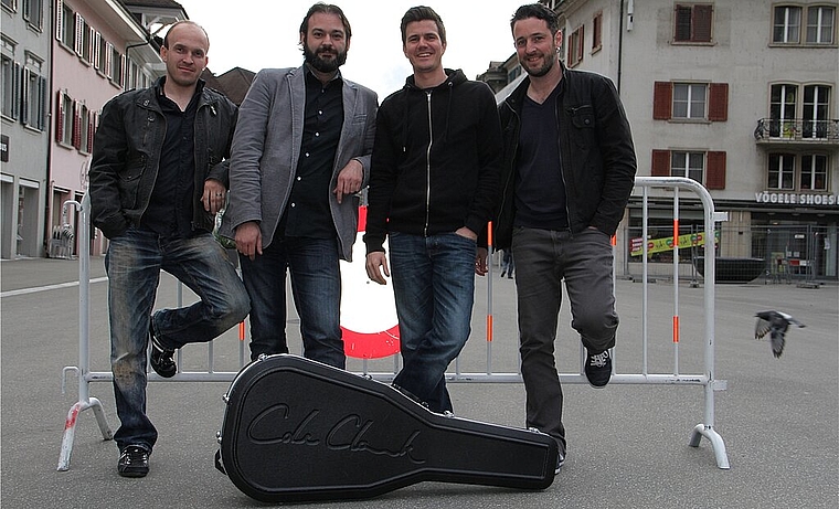 Macy ist bereit die Kirchgasse zu rocken: Reto Käser, Roland Maritz, Cyril Mauderli und Thomas Maritz. mim)
