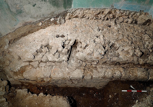 Die spätrömische Castrumsmauer im Hexenturm ist auf einer Länge von 3,6 Meter und einer Breite von mindestens 1,8 Meter erfasst. (Bild: ZVG)
