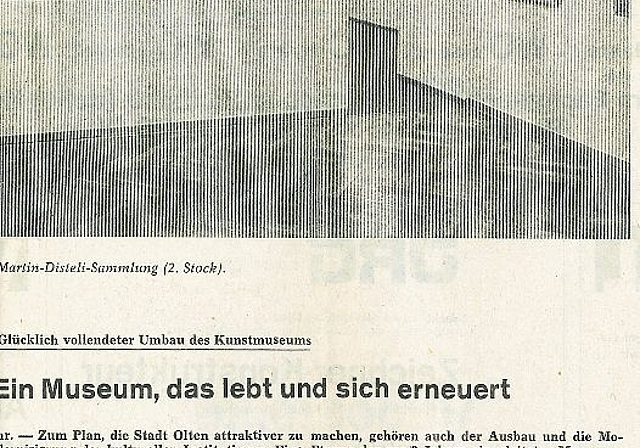 Zeitungsartikel zum Kunstmuseum im Oltner Tagblatt vom Mai 1970.
