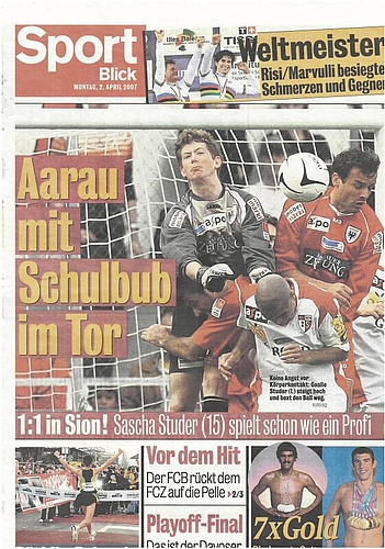 So titelte damals der «Blick» nach Sascha Studers Premierenauftritt mit 15 Jahren. (Bild: ZVG)