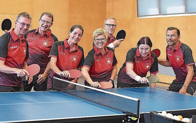 Sieben der neun Spielerinnen und Spieler, welche die Schweiz in Berlin vertreten werden. Silvia Lerch ist die Zweite von rechts. (Bild: ZVG)