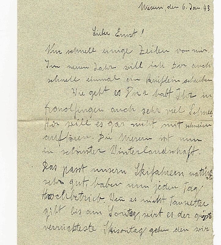 Gute Schneeverhältnisse bedeuteten Hochbetrieb im Restaurant Miesern, schrieb Margrith Hofer, die Tochter der Wirtin, in einem Brief von 1943. (Bild: ZVG Verena Spielmann, Trimbach)