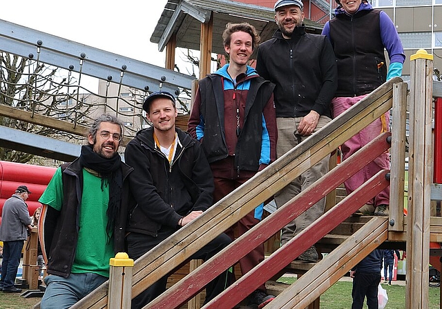Das neue Robi-Team (v.l.): Samuel Bossart, David Steiger, Zivildienstleistender Pascal Erni, das neue Mitglied Felix Holdener und Minka Friedli. (Bild: mim)