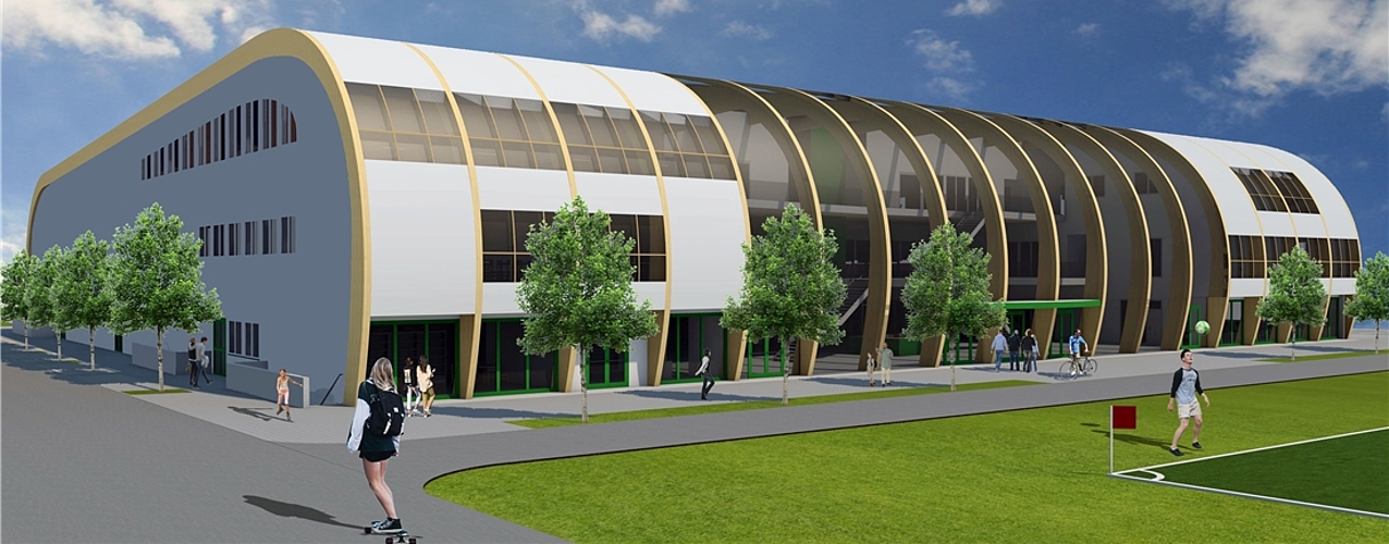 Wegen der Lärmemissionen würde das Ballsport-Center gleich wie das danebenliegende Eisstadion ausgerichtet sein. (Bild: ZVG)
