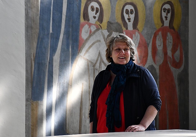Antonia Hasler in der Oltner Marienkirche: «Religion betrifft den ganzen Menschen, seine Werte und seinen Alltag.» (Bild: Franz Beidler)