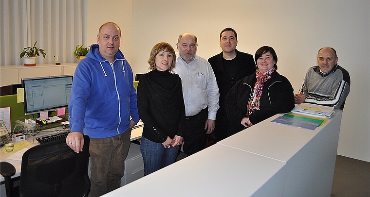 Daniel Christen, Regionalsekretär (v.l.); Mariesole Bugnon, Regionalsekretärin; Alois Düring, Regionalsekretär; Stefan Studer Geschäftsführer; Astrid Beigel, Regionalsekretärin und Hans Strub, Regionalsekretär. mim)