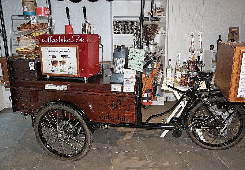 Eine Attraktion für sich: das Coffee-Bike im Eingangsbereich. (Bilder: Achim Günter)
