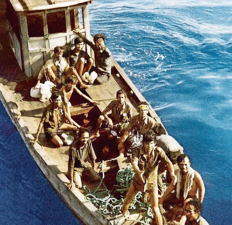 Auf diesem kleinen Fischerboot trieb Thong Vo mit mehr als 60 weiteren Menschen während 42 Tagen im Südchinesischen Meer – bis zur Rettung durch ein Handelsschiff.
