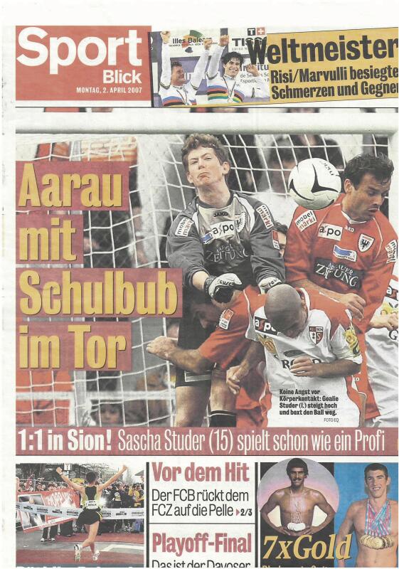 So titelte damals der «Blick» nach Sascha Studers Premierenauftritt mit 15 Jahren. (Bild: ZVG)