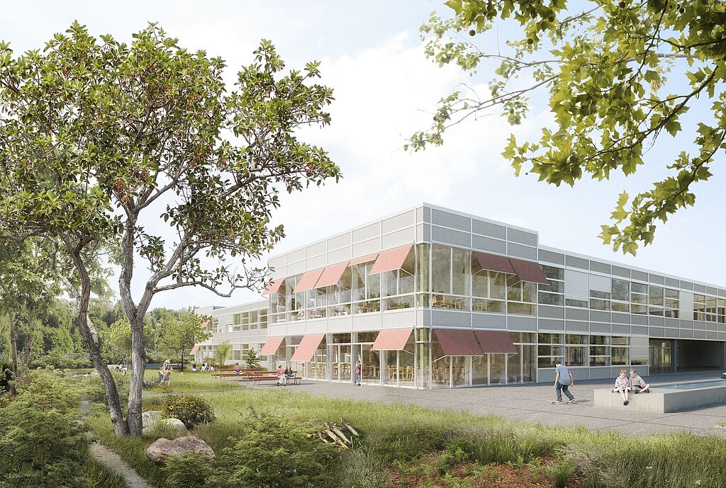 Die Jury spricht beim Projekt «windmolen» von neff neumann architekten ag in Zürich von einem überzeugenden und in sich stimmigen Projekt und empfiehlt es zur Weiterbearbeitung. (Bild: Visualisierung/ZVG)
